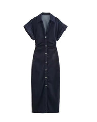 Marina Denim Midi Dress – Elegant & Tijdloos
