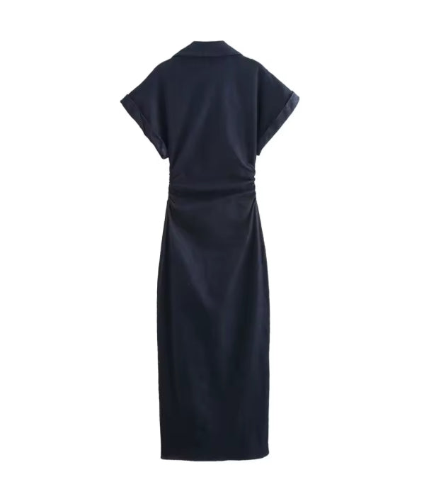 Marina Denim Midi Dress – Elegant & Tijdloos