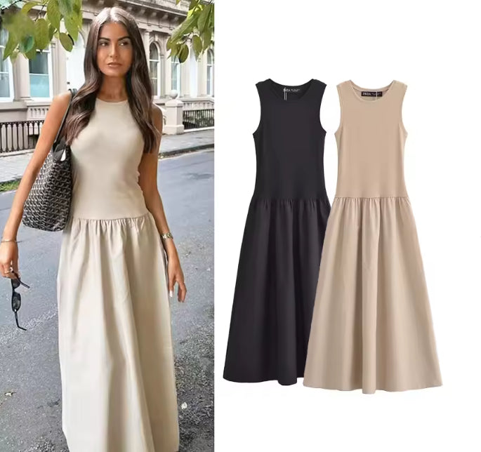 Minimalistische Mouwloze Maxi Jurk – Casual en Elegant