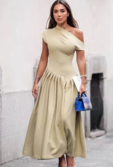Elegante Asymmetrische Maxi Jurk – Mouwloos, Hoge Taille & Vloerlengte | Perfect voor Zomer & Feestelijke Gelegenheden