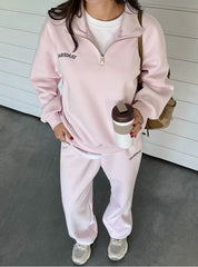 Dames Oversized Trainingspak met Rits – Tweedelige Set van Zachte Katoen – Lounge & Casual Look