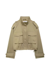 Trendy Beige Co-ord Set – Cargo Cropped Jacket & Wide Leg Pants