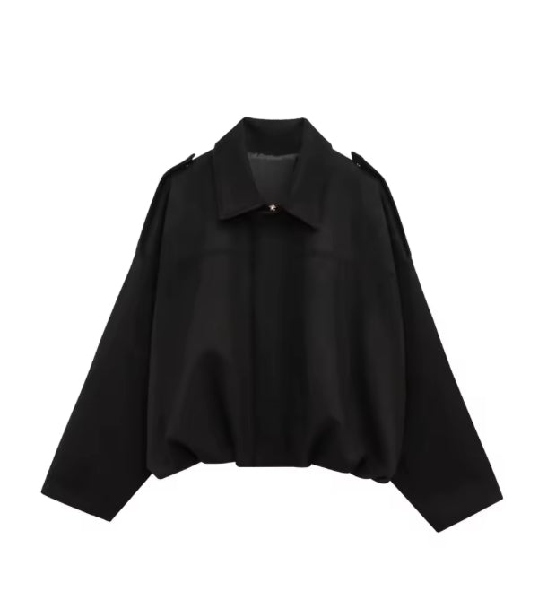Dames Oversized Jas van Faux Suède – Losse Pasvorm met Kraag en Schouderdetails