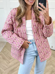 Lentejas Dames – Licht Gewatteerd Vest met Vintage Print en Open Voorzijde
