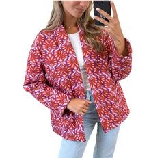 Lentejas Dames – Licht Gewatteerd Vest met Vintage Print en Open Voorzijde