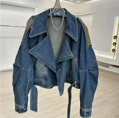 Urban Denim Jas – Kleurblokken & Retro Design