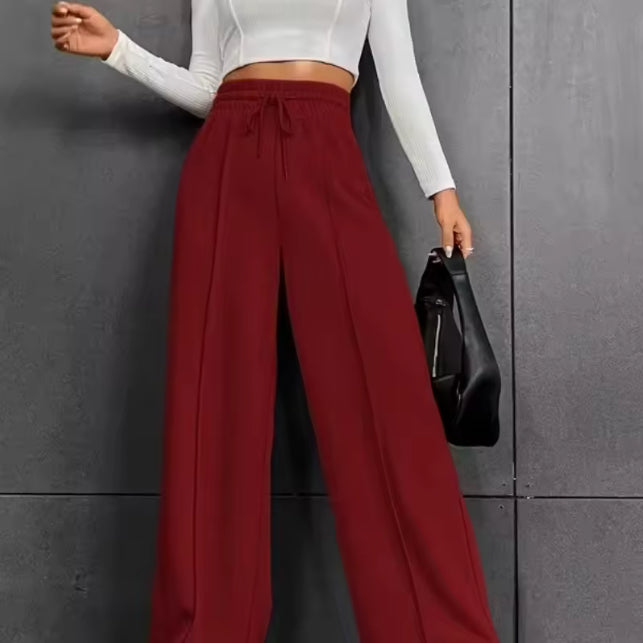 Luxe Wijdvallende Loungebroek met Hoge Taille – Meerdere Kleuren