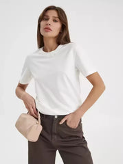 Basic 100% Katoenen Dames T-shirt met Korte Mouwen