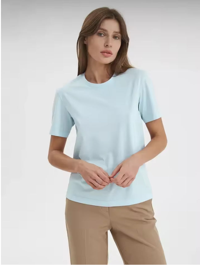 Basic 100% Katoenen Dames T-shirt met Korte Mouwen