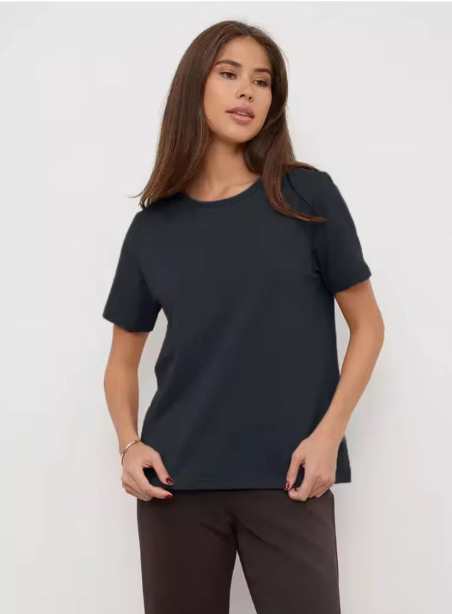 Basic 100% Katoenen Dames T-shirt met Korte Mouwen