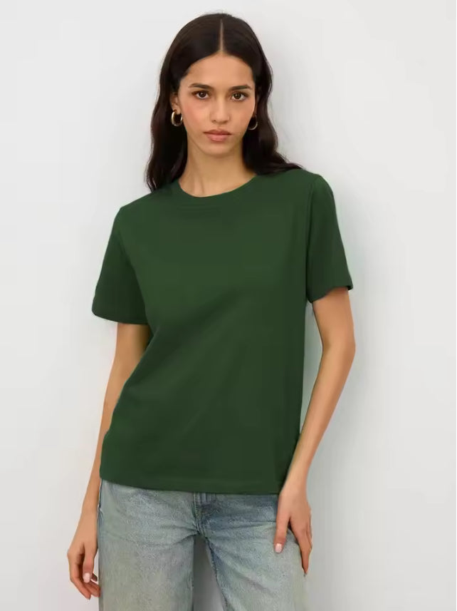 Basic 100% Katoenen Dames T-shirt met Korte Mouwen