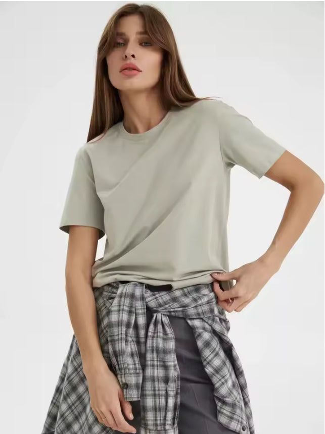 Basic 100% Katoenen Dames T-shirt met Korte Mouwen