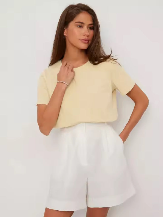 Basic 100% Katoenen Dames T-shirt met Korte Mouwen