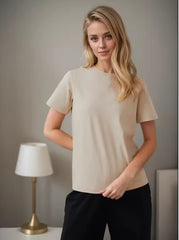 Basic 100% Katoenen Dames T-shirt met Korte Mouwen