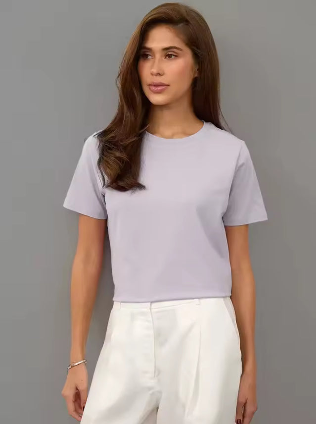 Basic 100% Katoenen Dames T-shirt met Korte Mouwen