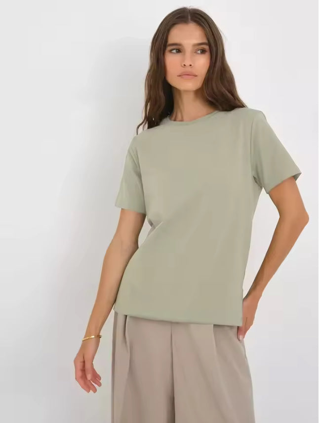 Basic 100% Katoenen Dames T-shirt met Korte Mouwen