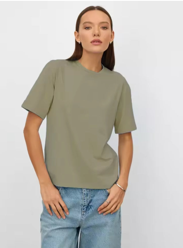 Basic 100% Katoenen Dames T-shirt met Korte Mouwen