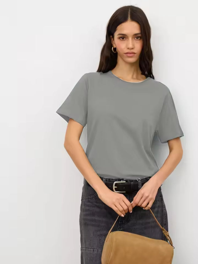 Basic 100% Katoenen Dames T-shirt met Korte Mouwen