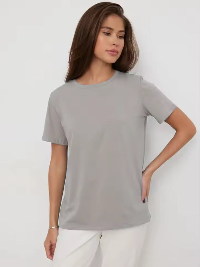 Basic 100% Katoenen Dames T-shirt met Korte Mouwen