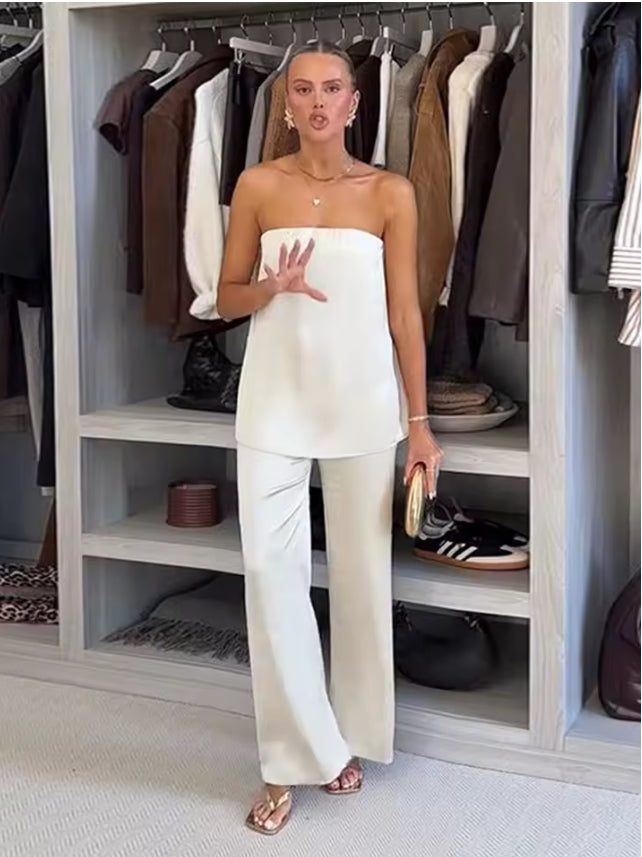 Chique Strapless Set met Wijde Broek