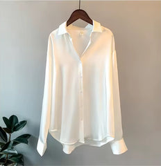 Satijnen blouse met lange mouwen in elegante oversized fit