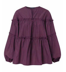 Blouse met lange mouwen en ruches in gelaagd ontwerp