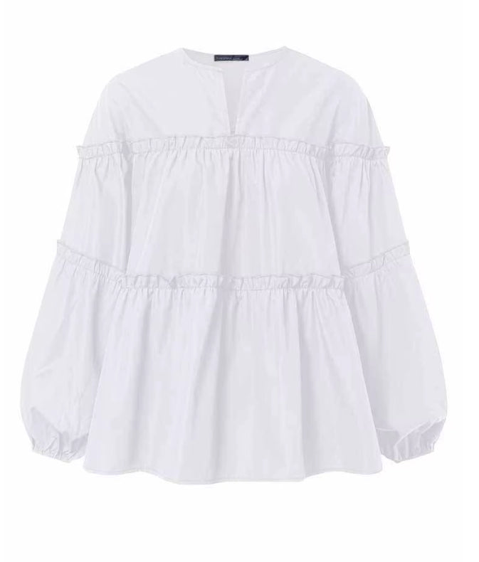 Blouse met lange mouwen en ruches in gelaagd ontwerp