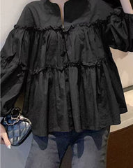 Blouse met lange mouwen en ruches in gelaagd ontwerp