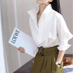 Stijlvolle blouse met opstaande kraag en 3/4 mouwen