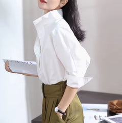 Stijlvolle blouse met opstaande kraag en 3/4 mouwen