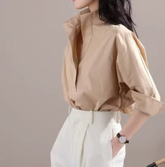 Stijlvolle blouse met opstaande kraag en 3/4 mouwen