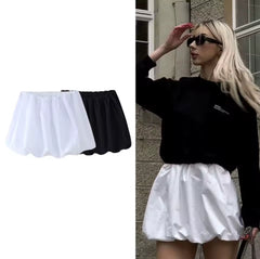 Zomer short met hoge taille en pofeffect