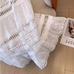 Geborduurde witte maxi rok van katoen