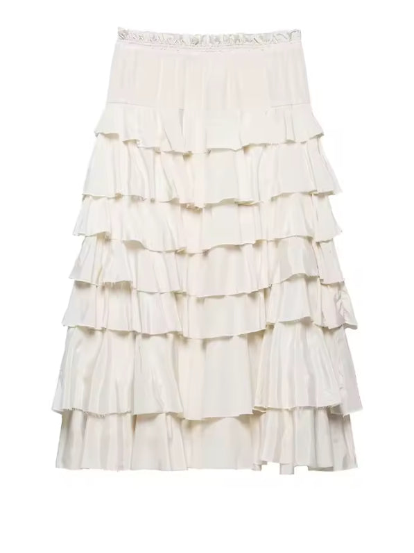 Rok met speelse lagen en elastische taille