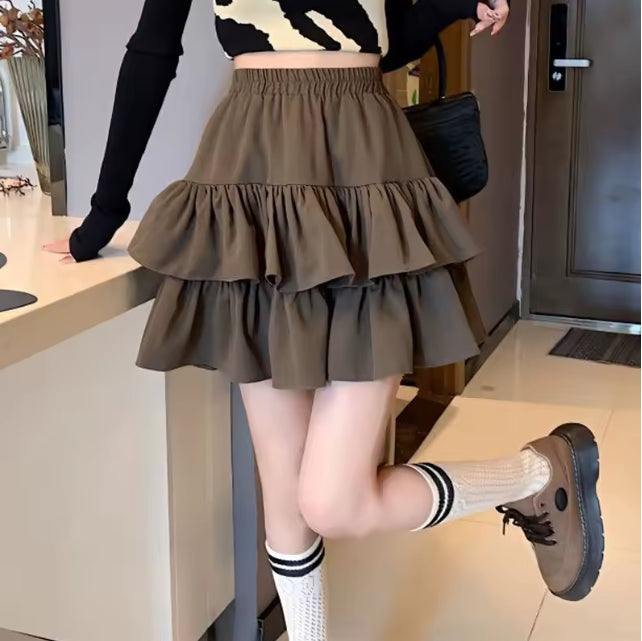 Plissé cupcake mini-rok met hoge taille