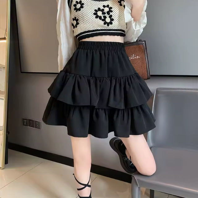 Plissé cupcake mini-rok met hoge taille