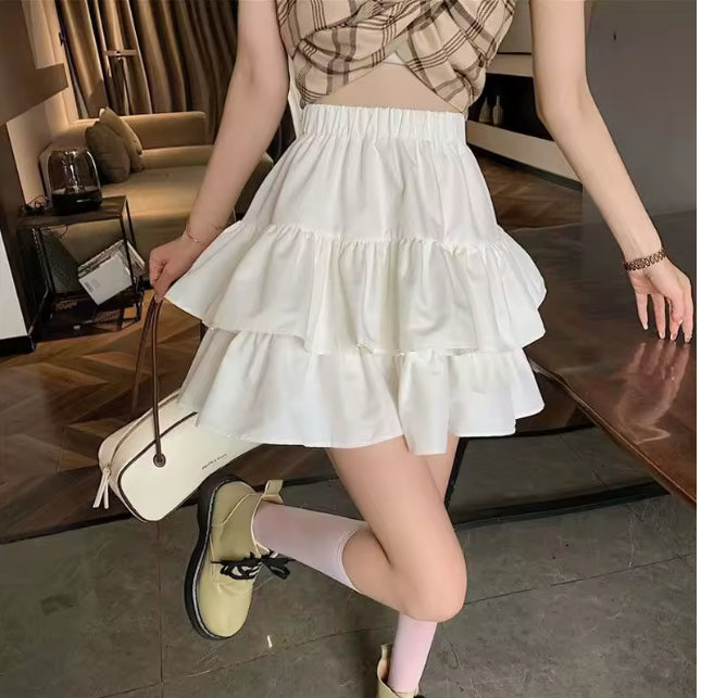 Plissé cupcake mini-rok met hoge taille