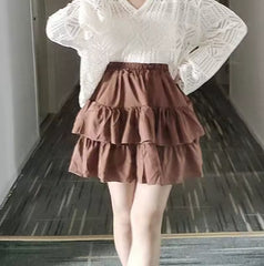Plissé cupcake mini-rok met hoge taille