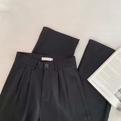 Hoge taille rechte pantalon met knoopsluiting