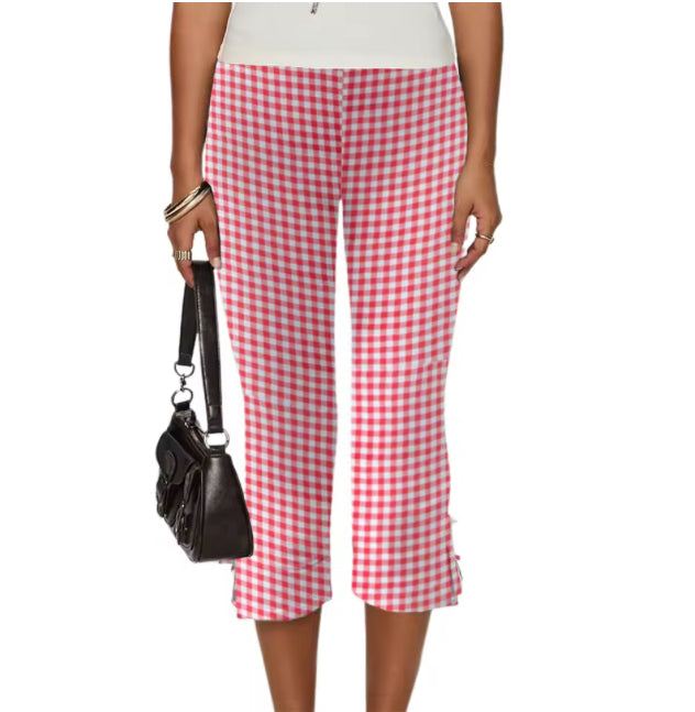 Capribroek met strikdetail en stretch fit