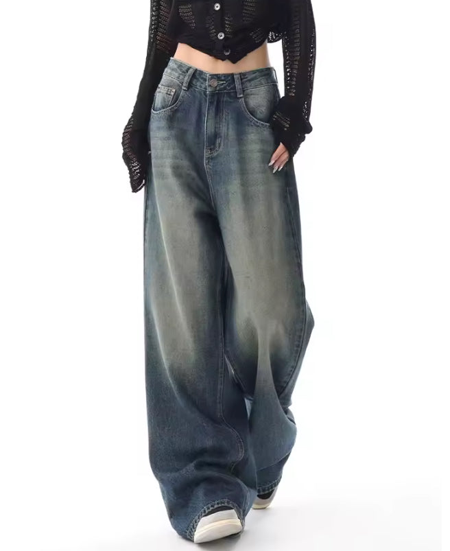 Vintage high waist baggy jeans voor dames