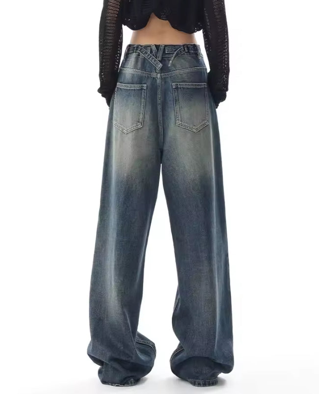 Vintage high waist baggy jeans voor dames